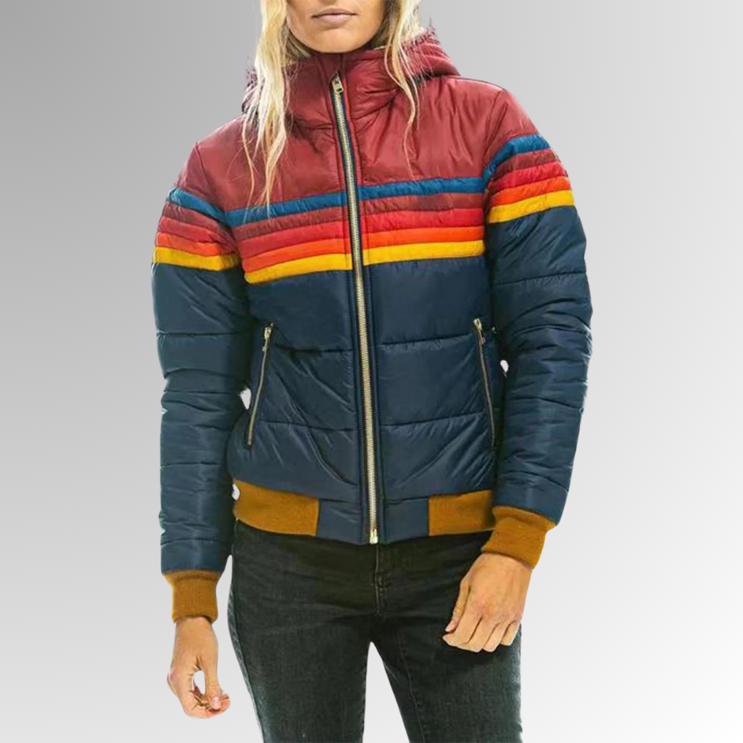 Audrina - Damenjacke aus wasserdichtem Material mit Kapuze und tailliertem Schnitt