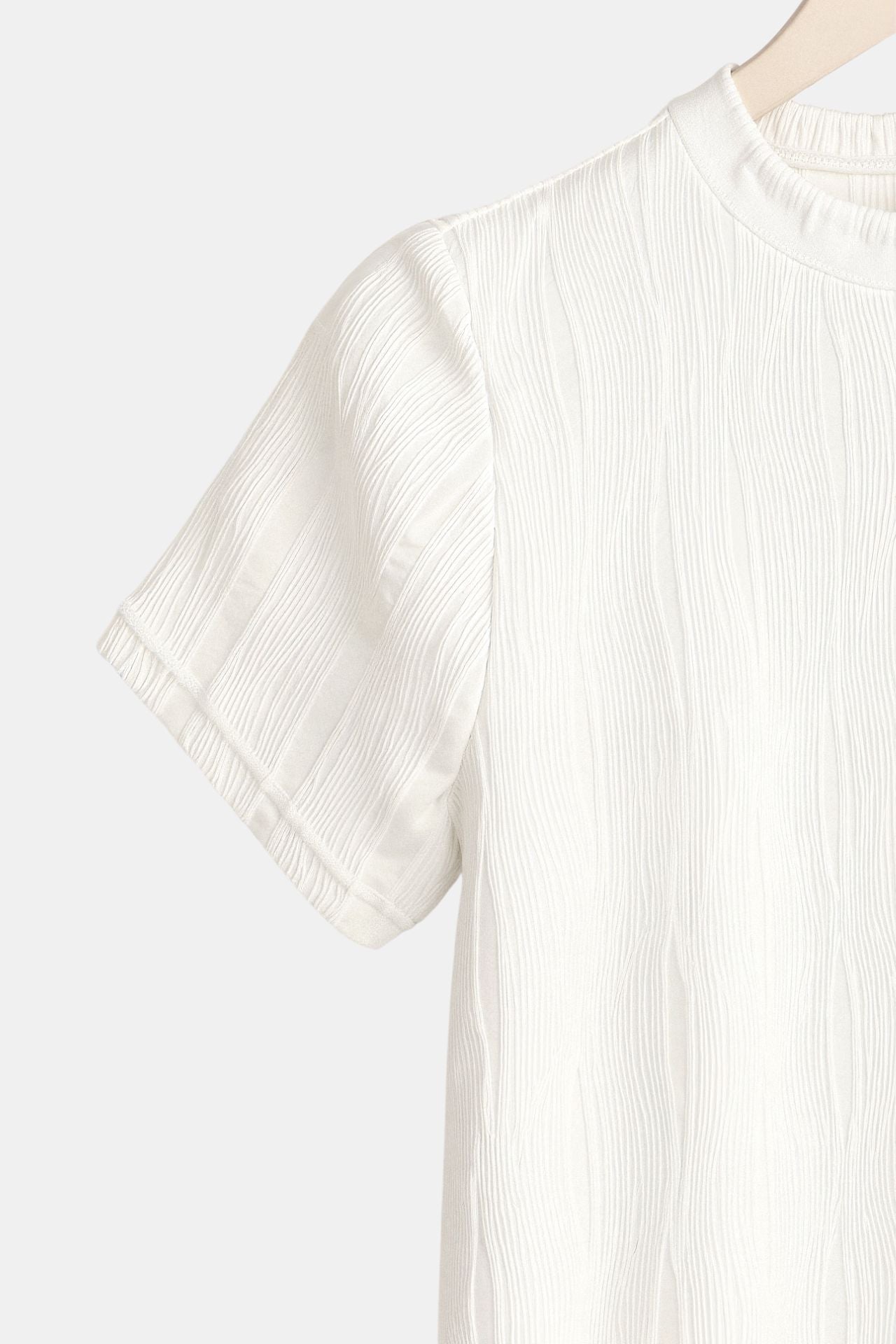 Old Money Frühling & Sommer Unifarbenes Crew Neck Texturiertes T-Shirt