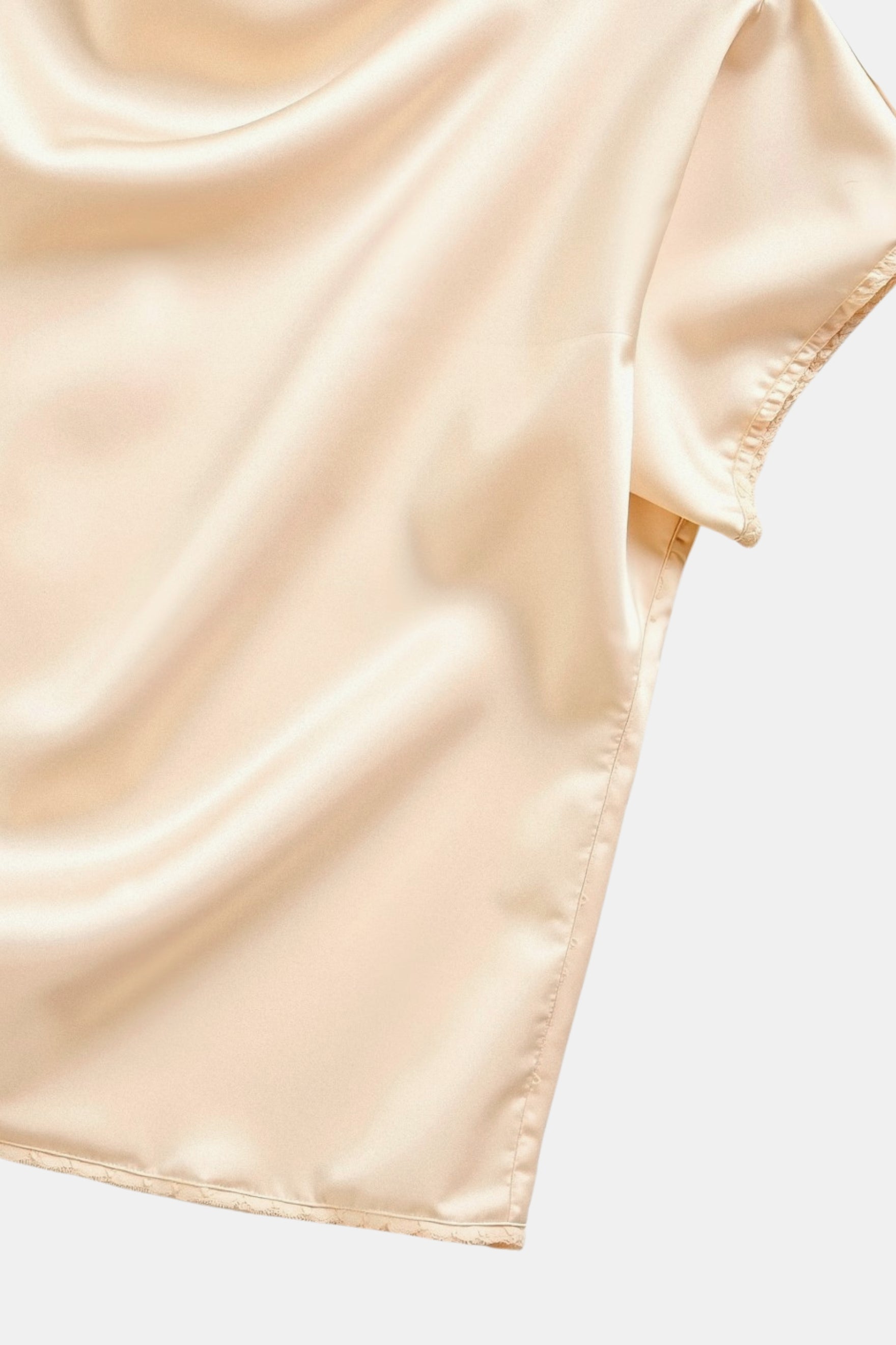 Old Money Plain Premium Solid Pleated Mock Neck Bluse