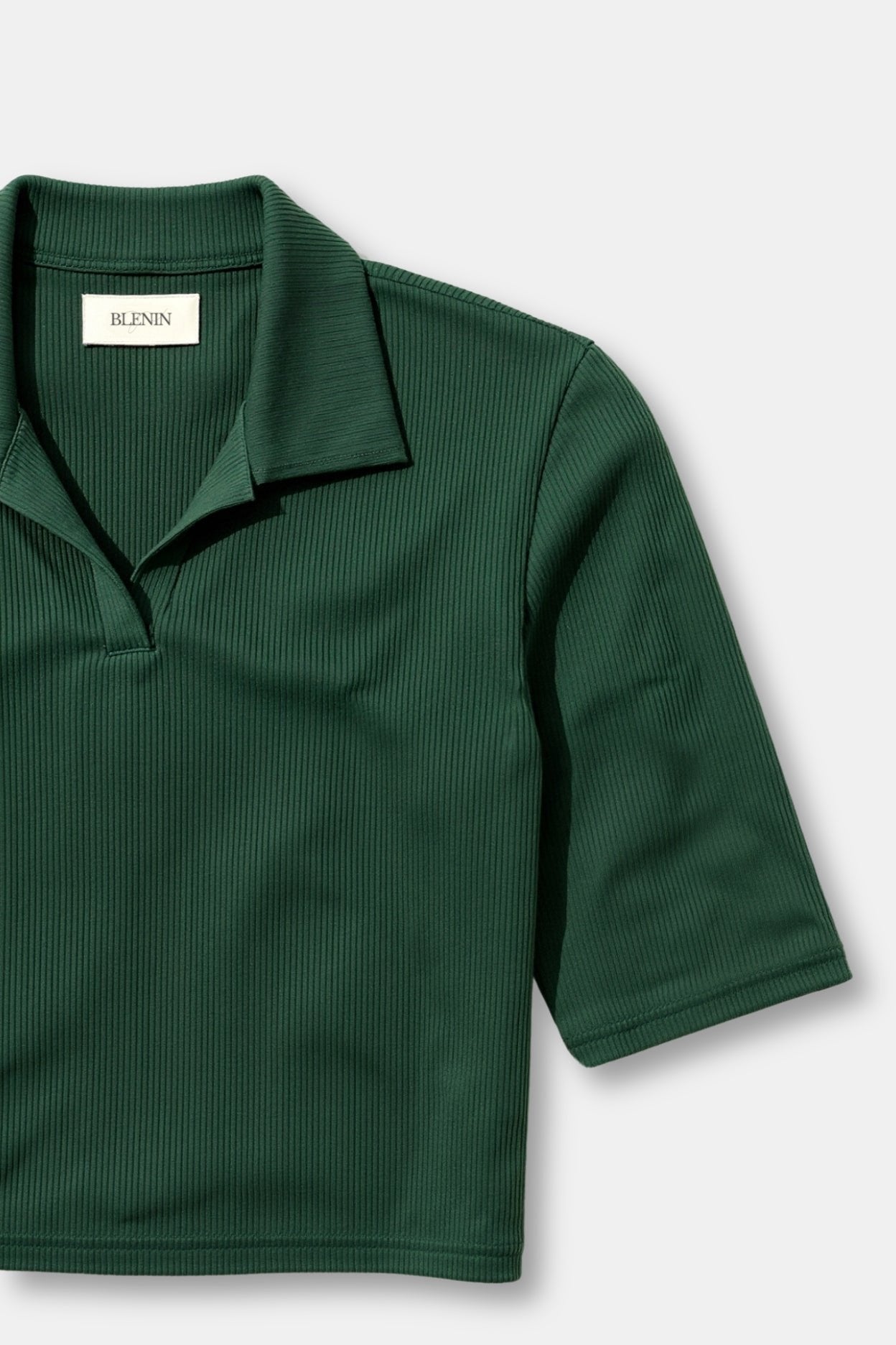 Old Money Cropped Solid Collared Kurzarm Ripp-Polo T-Shirt