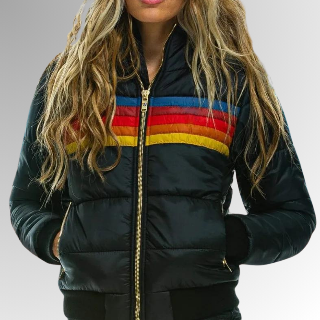 Audrina - Damenjacke aus wasserdichtem Material mit Kapuze und tailliertem Schnitt
