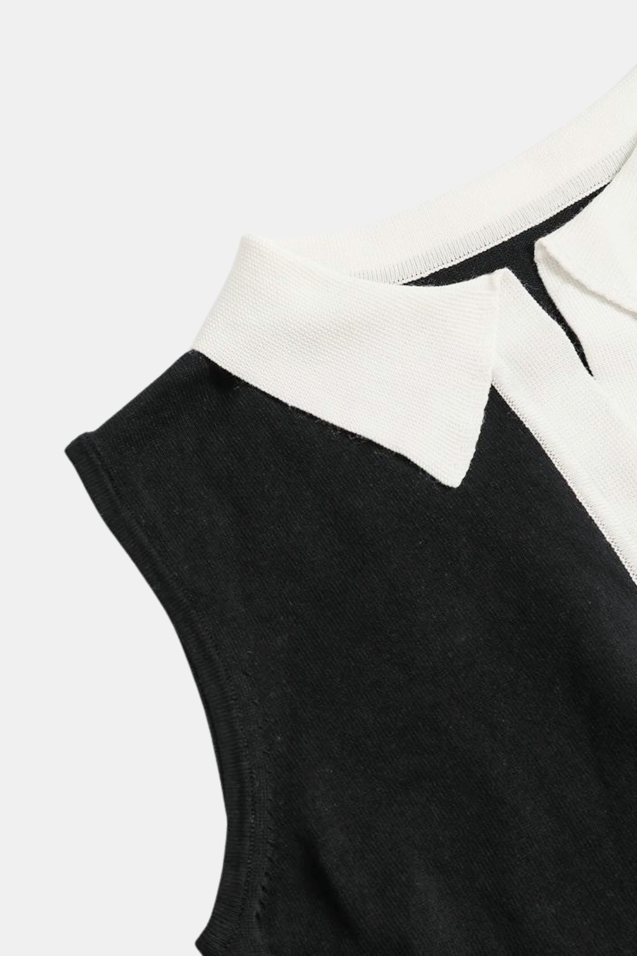 Old Money Strick Premium Kontrastbesatz Kragen Polo Tanktop