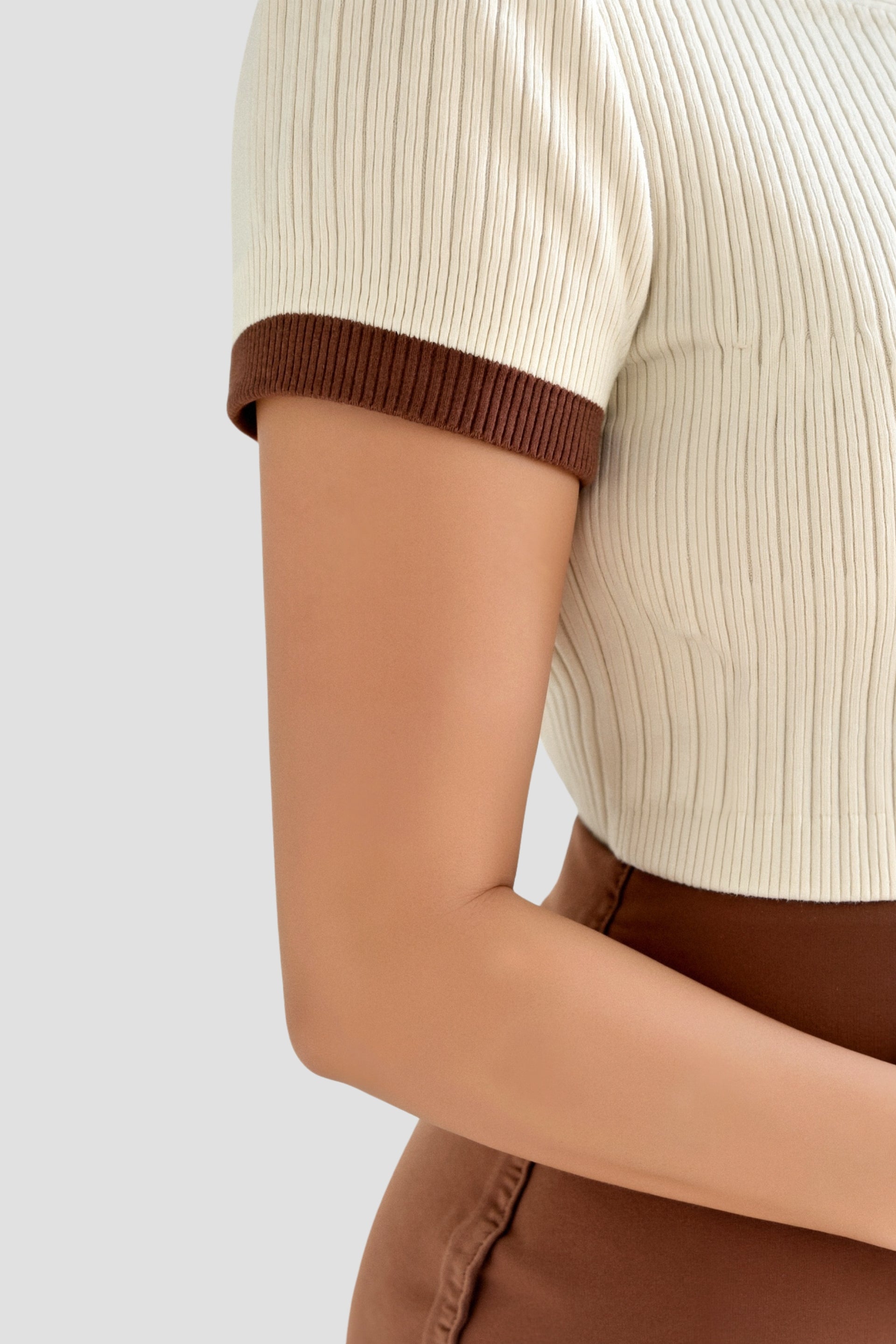Old Money Casual Polo Farbblock Notched Collar Stricktop