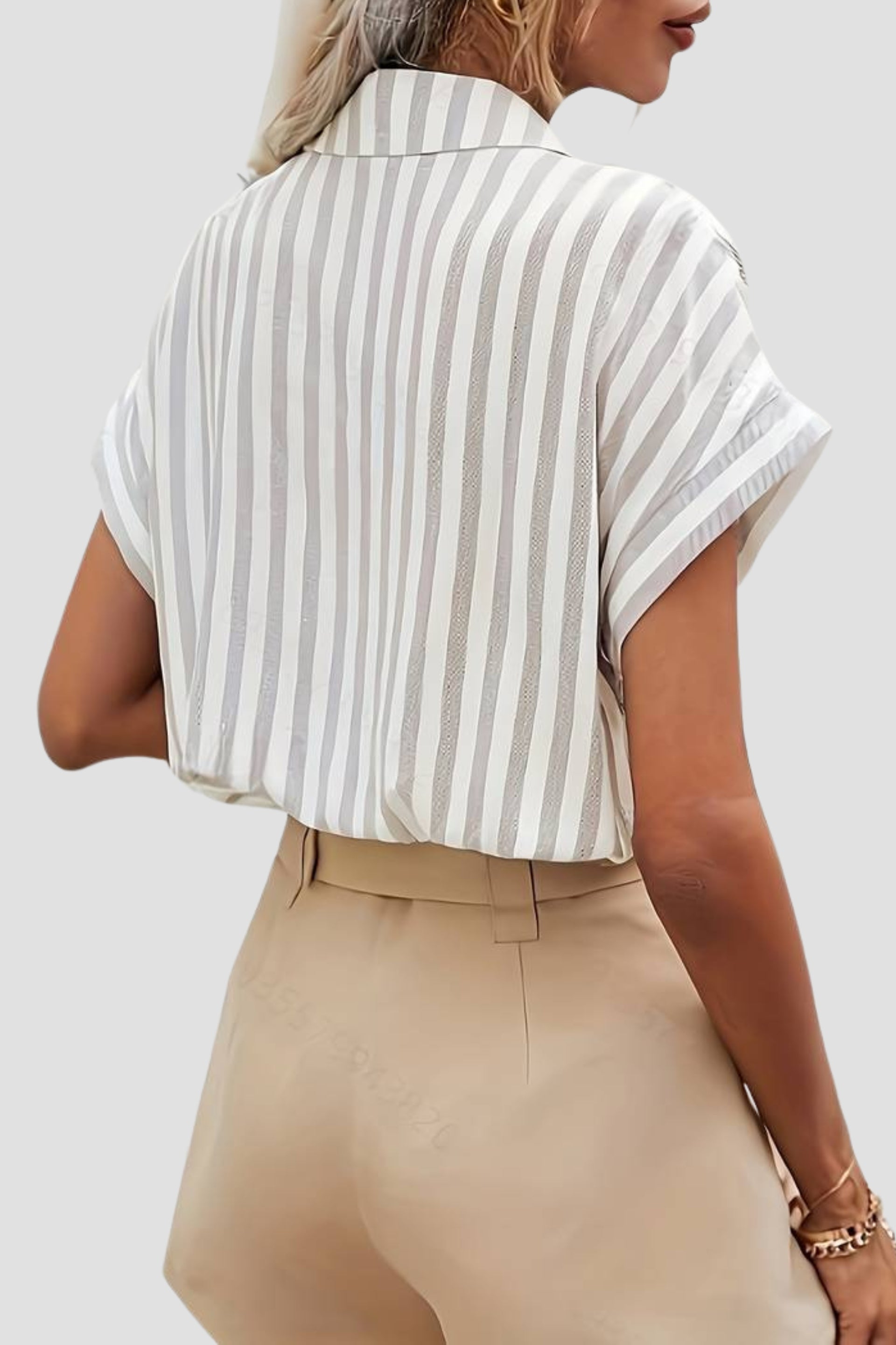 Old Money Lässiges Sommer Elegantes Gestreiftes Knopf-Front Hemd