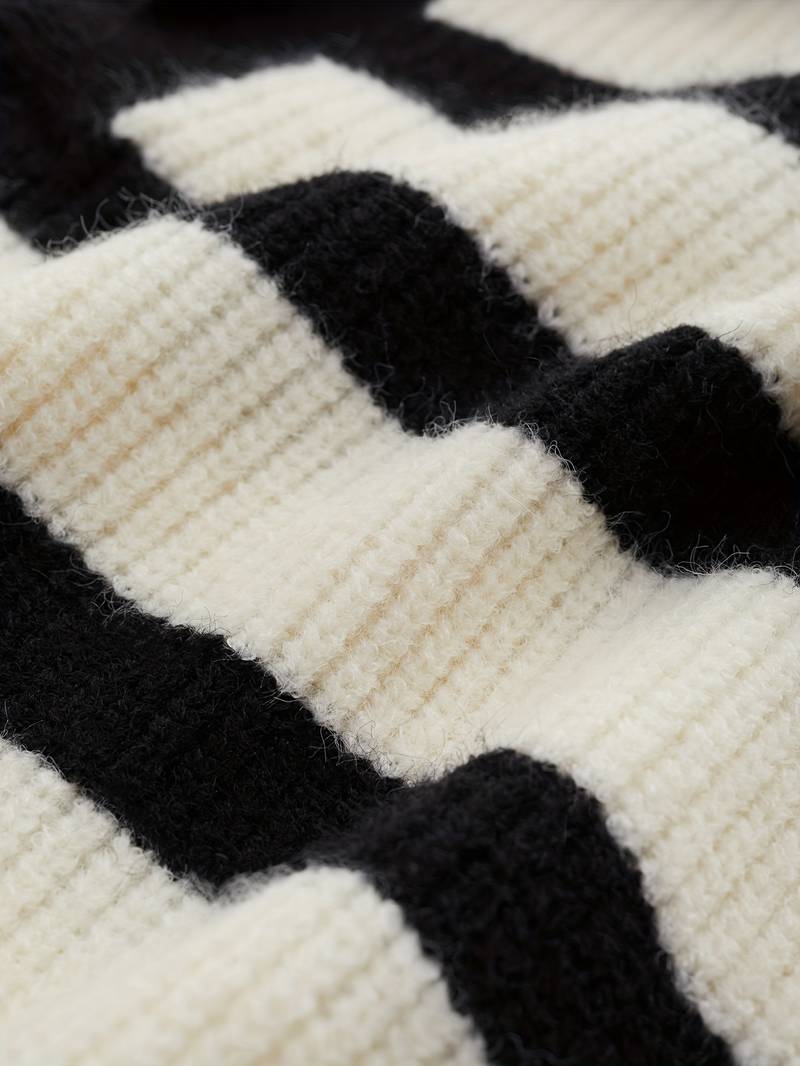 Old Money Damen Stilvoll Gestreifter Strickpullover Polo Weste