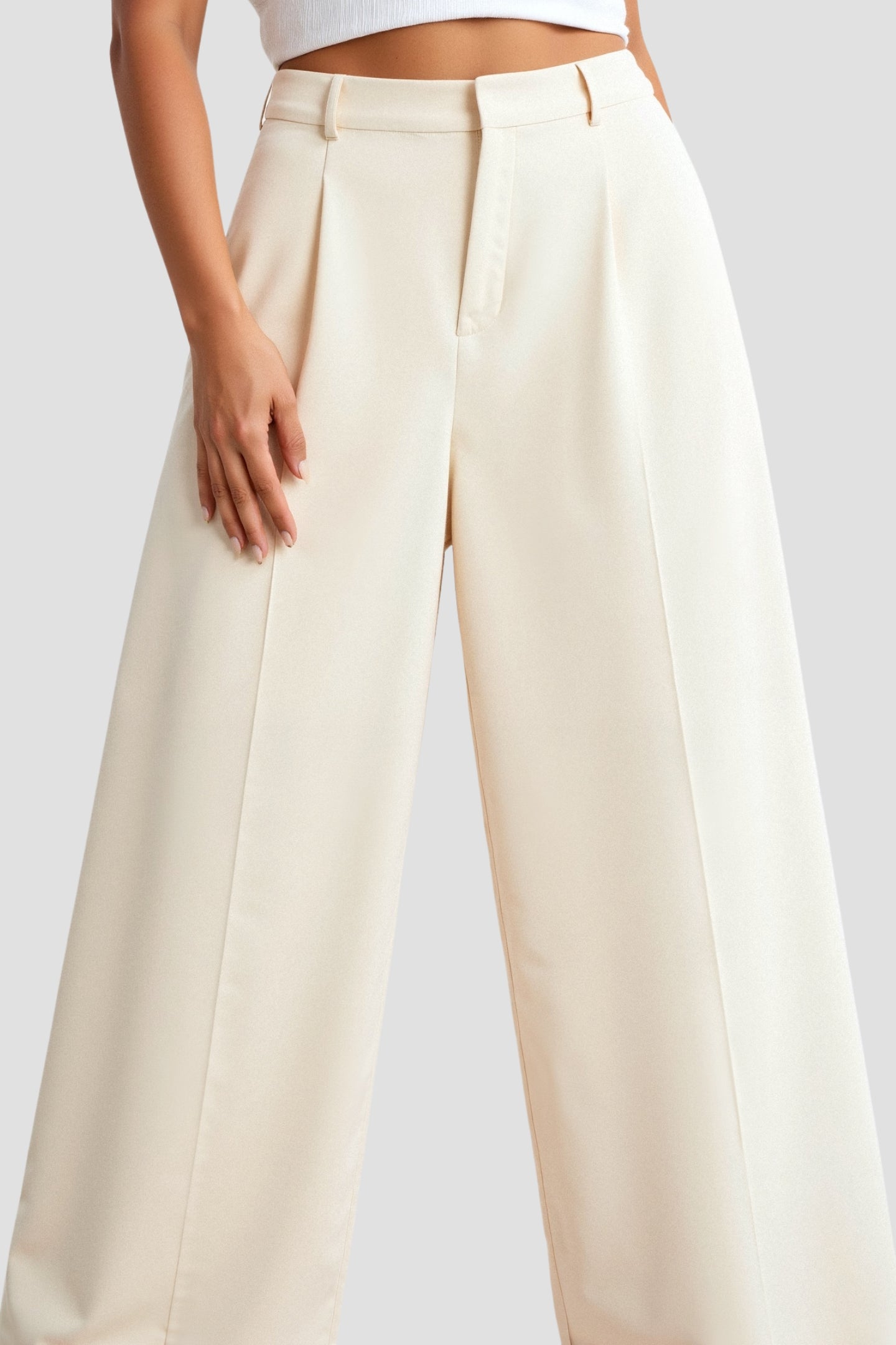 Elegante Hochtaillierte Weite Hose in Einfarbig