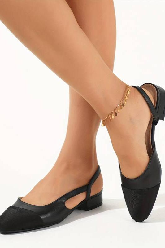 Old Money Damen Kontrastfarbe Elegante Knöchelriemen Chunky Niedrigabsatz Schuhe