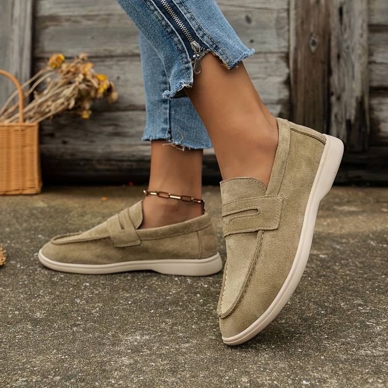 Old Money Damen Elegante Flache Loafer in Einfarbig