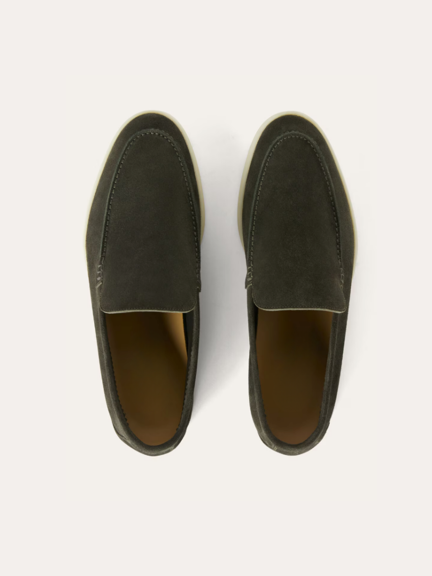 Verfeinerte Wildleder Slipper – Dunkelgrün