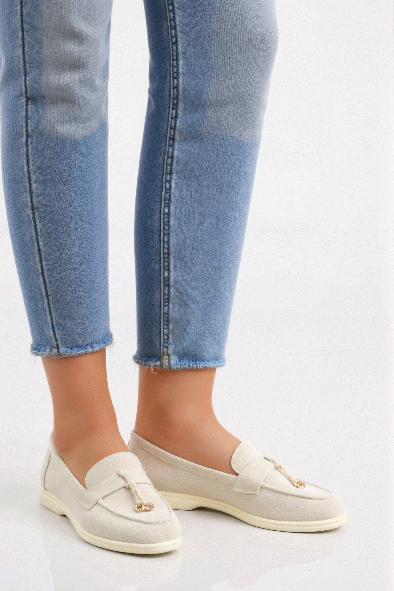 Old Money Casual Metallic Circle Decor Leder Slipper