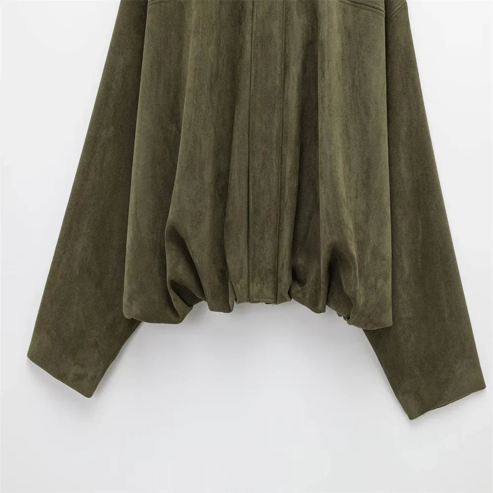 Damen Faux Wildlederjacke