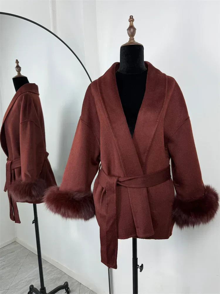 Eulalia - Tossy Fuchs Pelz Wollmantel Damen Kurzmantel