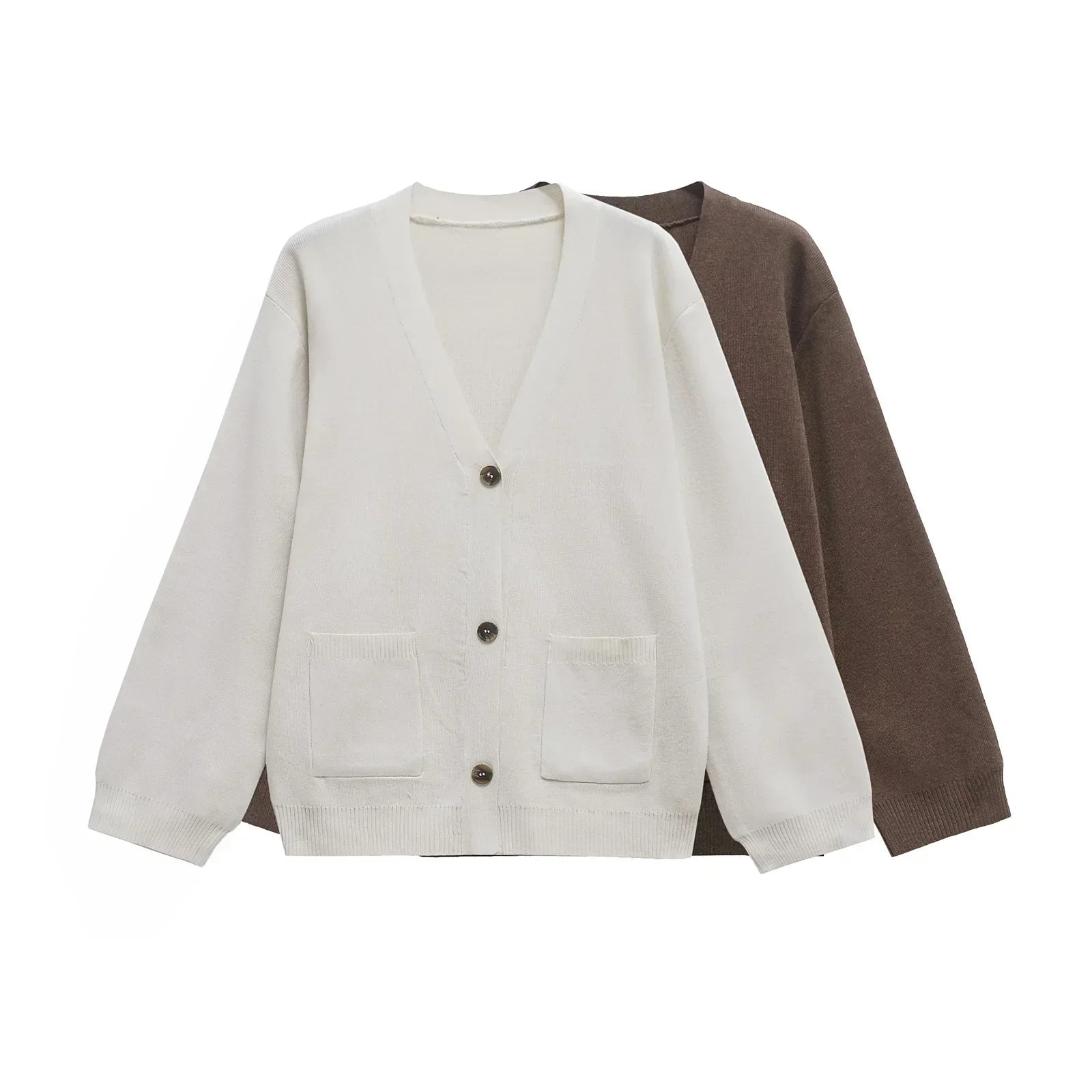 Elinor - Damen Strickjacke Einfarbig Langarm