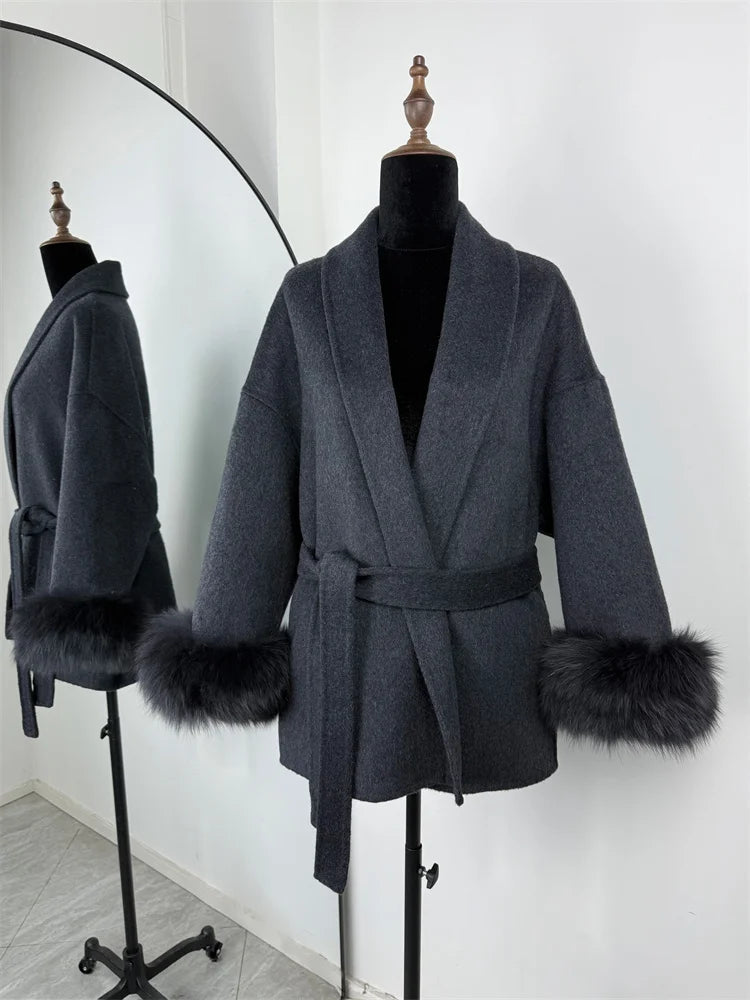 Eulalia - Tossy Fuchs Pelz Wollmantel Damen Kurzmantel