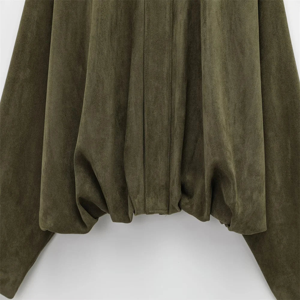 Damen Faux Wildlederjacke