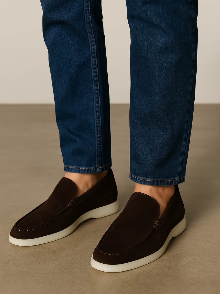 Verfeinerte Wildleder Slipper – Dunkelbraun