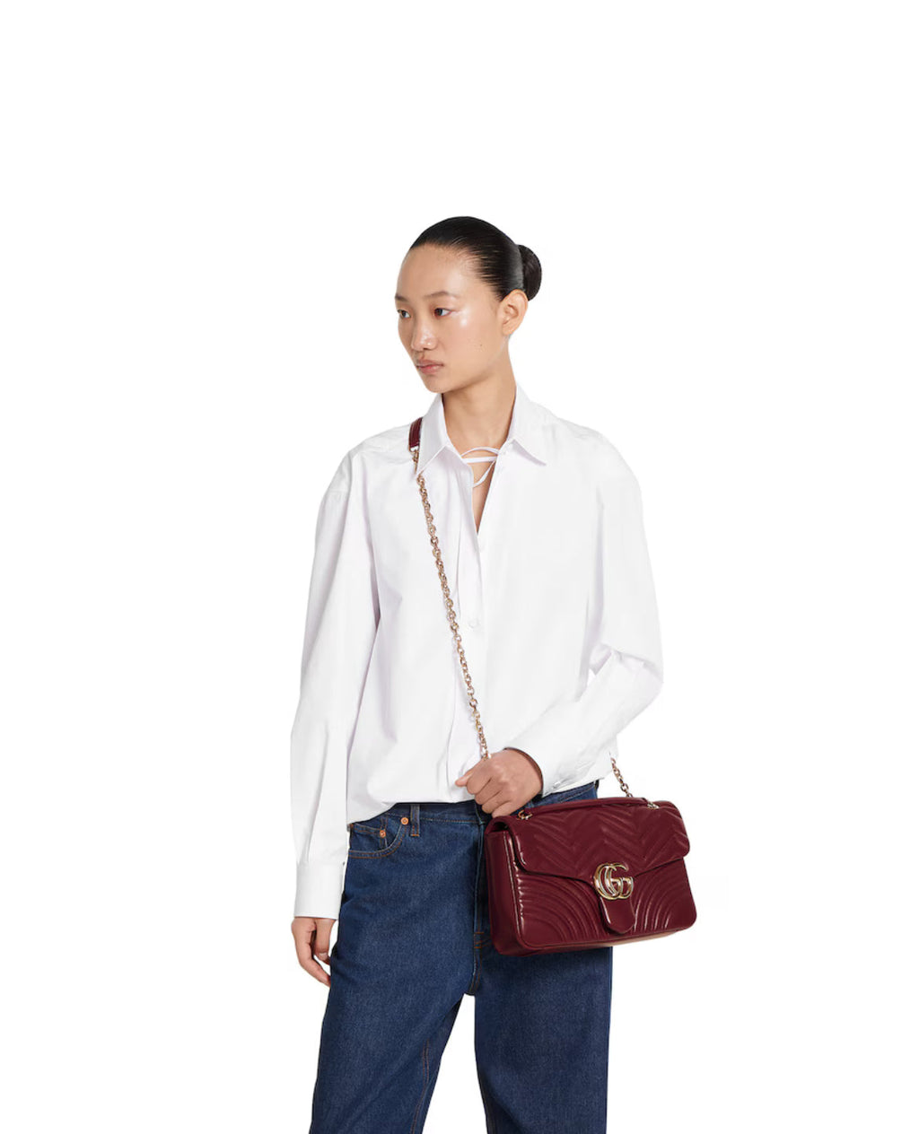 Large shoulder bag with GG Marmont pattern