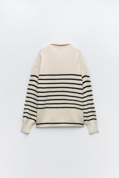Old Money Oversized Strick-Polo Wollpullover