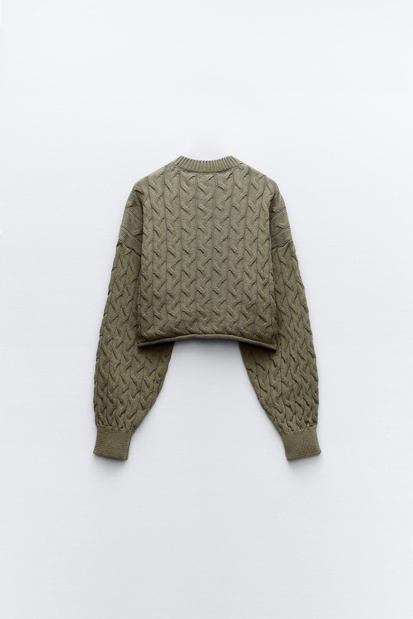 Old Money Kabel-Cropped Wollpullover