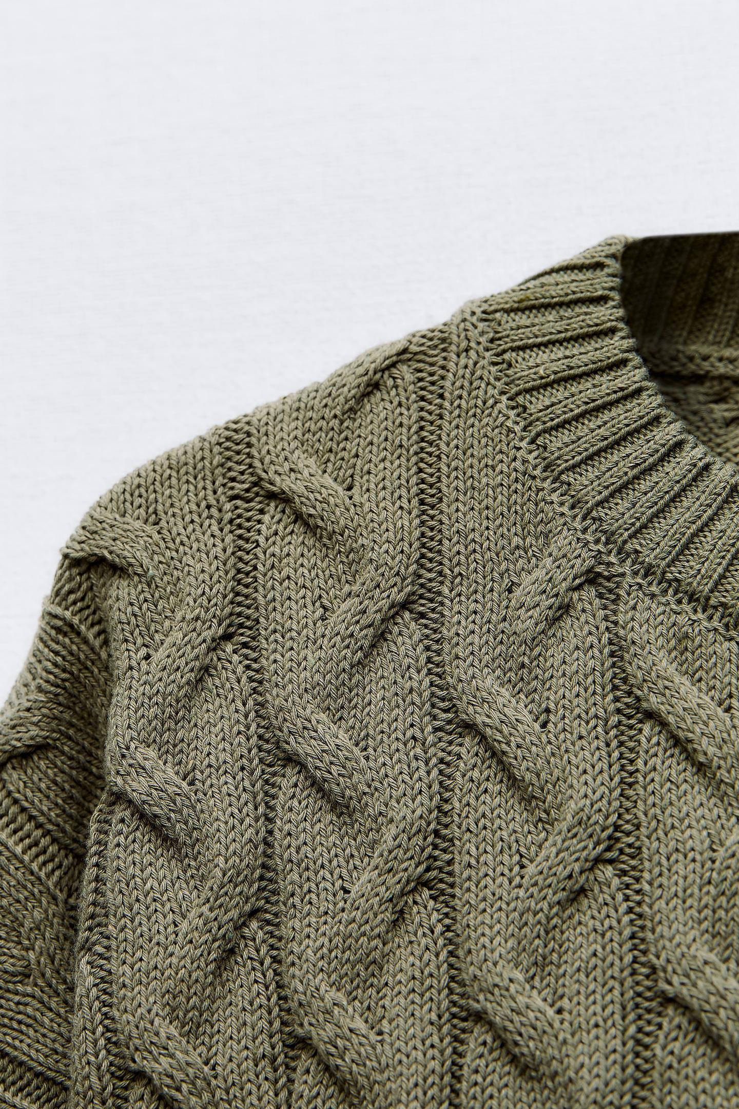 Old Money Kabel-Cropped Wollpullover