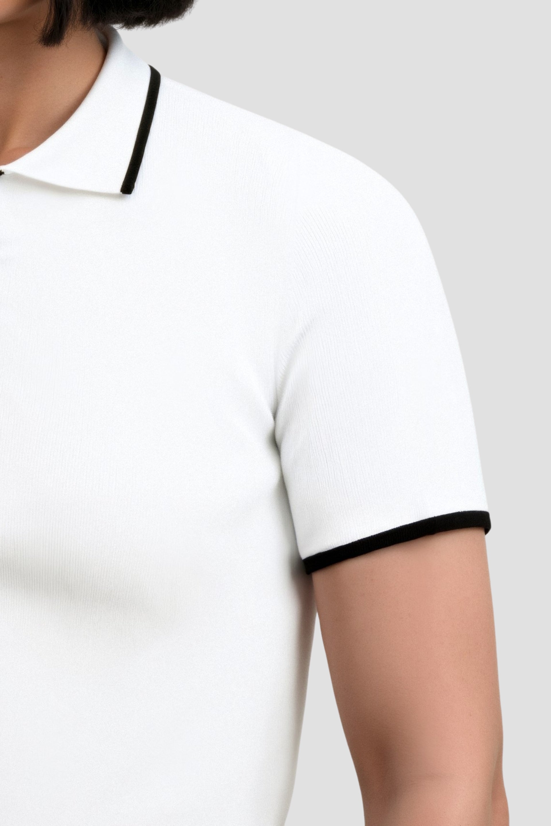 Old Money Kontrast Elegante Trim Kragen Slim Button Up Polo T-Shirt