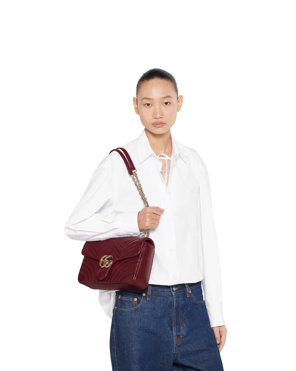 Large shoulder bag with GG Marmont pattern