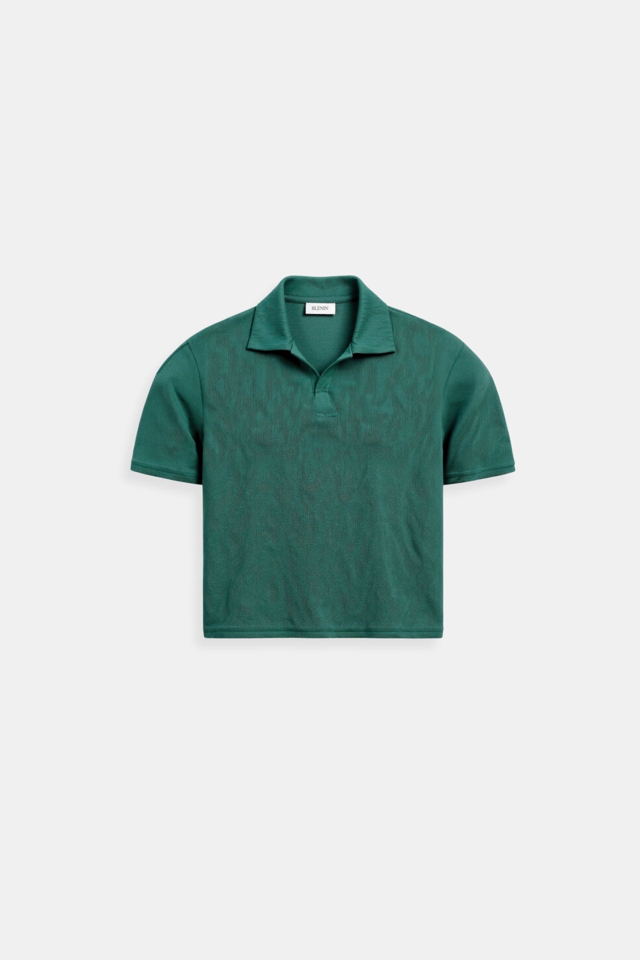 Old Money Cropped Solid Collared Kurzarm Ripp-Polo T-Shirt