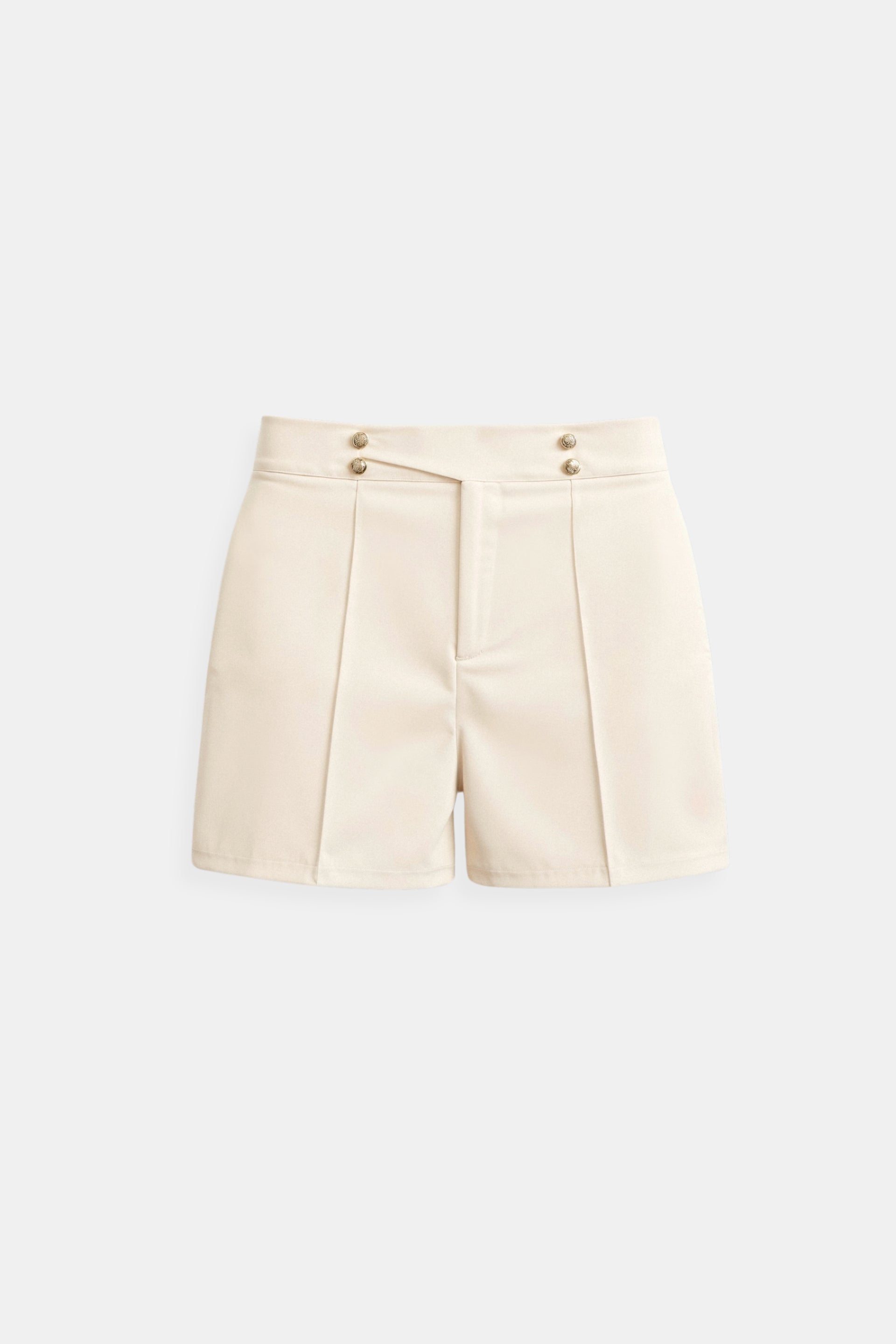 Elegante Rüschenshorts mit Knopfdekoration in Hochbund-Optik für den Sommer