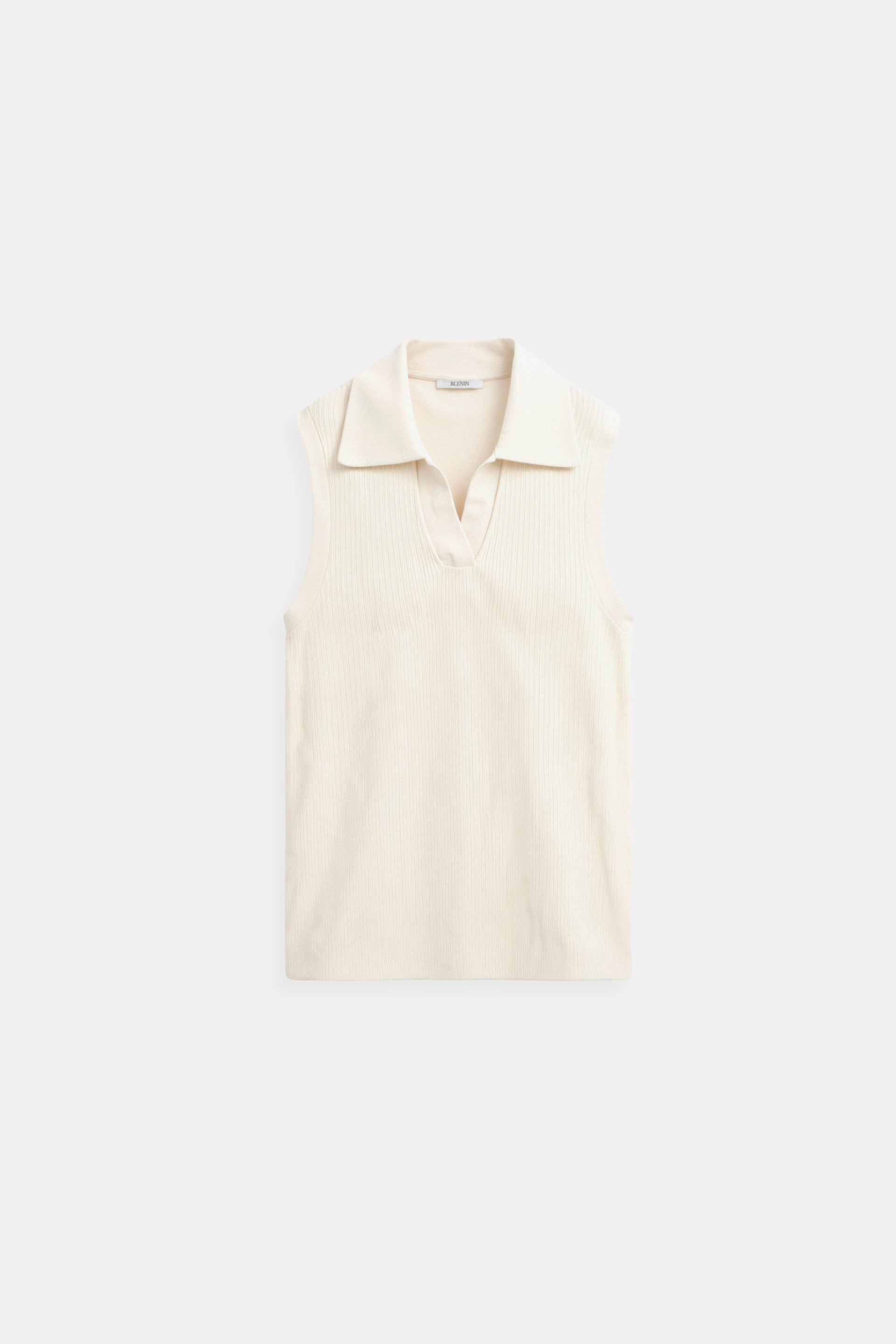 Old Money Ärmelloses Einfaches Unifarbenes Slim Top mit Kragen