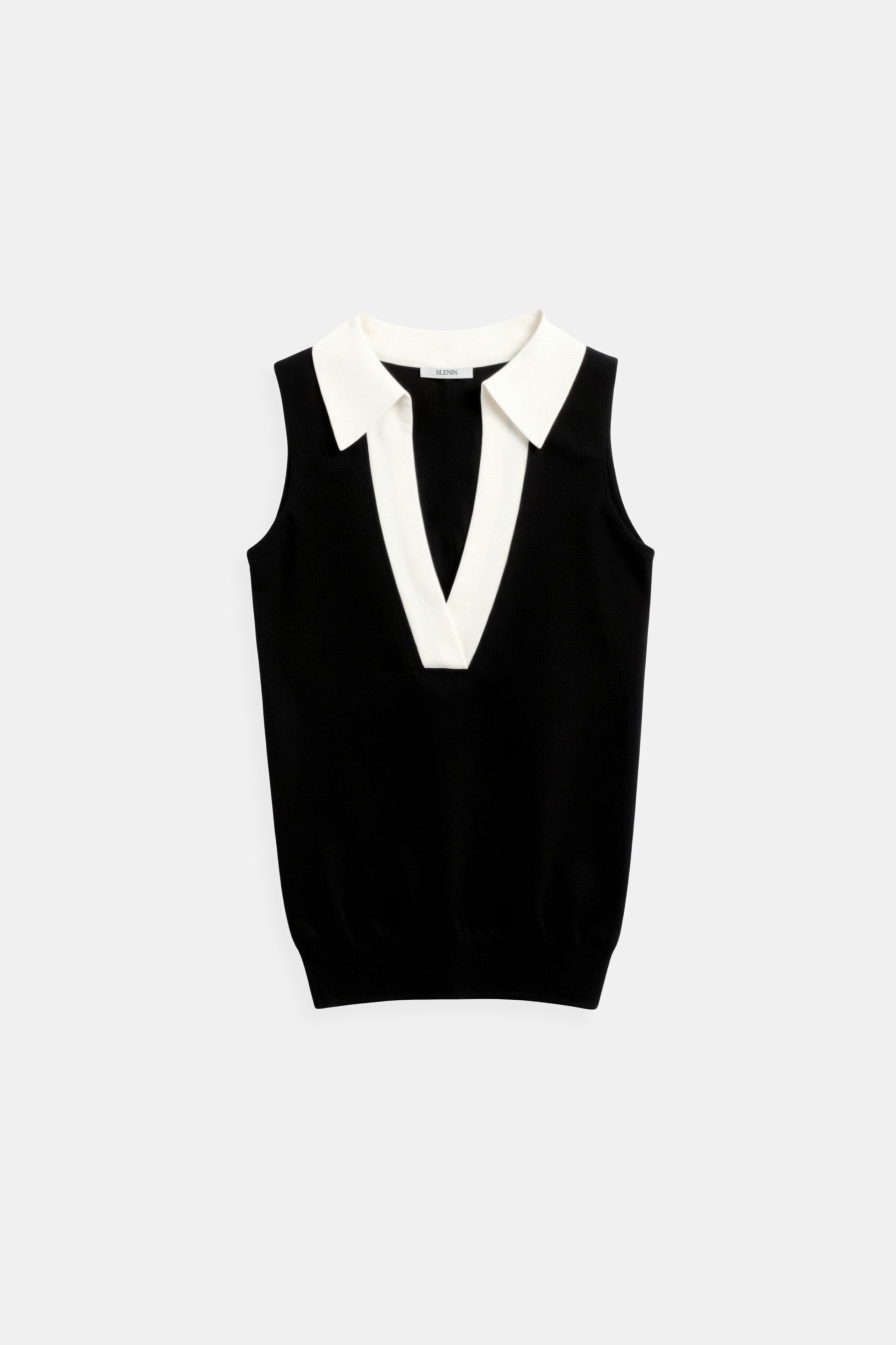 Old Money Strick Premium Kontrastbesatz Kragen Polo Tanktop