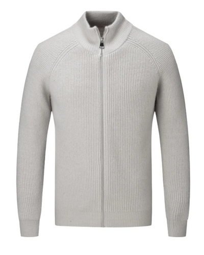 Cardigan con Zip in Merino Wool Quattro Stagioni