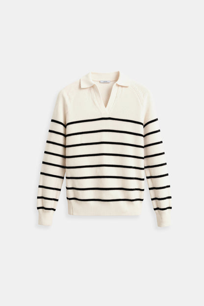 Old Money Klassischer Gestreifter Raglanärmel Pullover