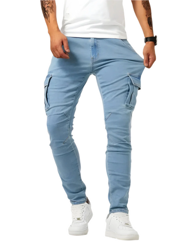 Pantaloni Cargo Stretch Marino