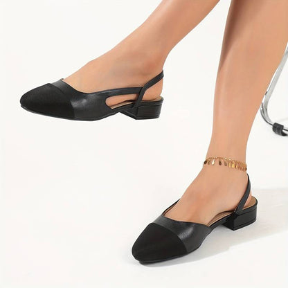 Old Money Damen Kontrastfarbe Elegante Knöchelriemen Chunky Niedrigabsatz Schuhe