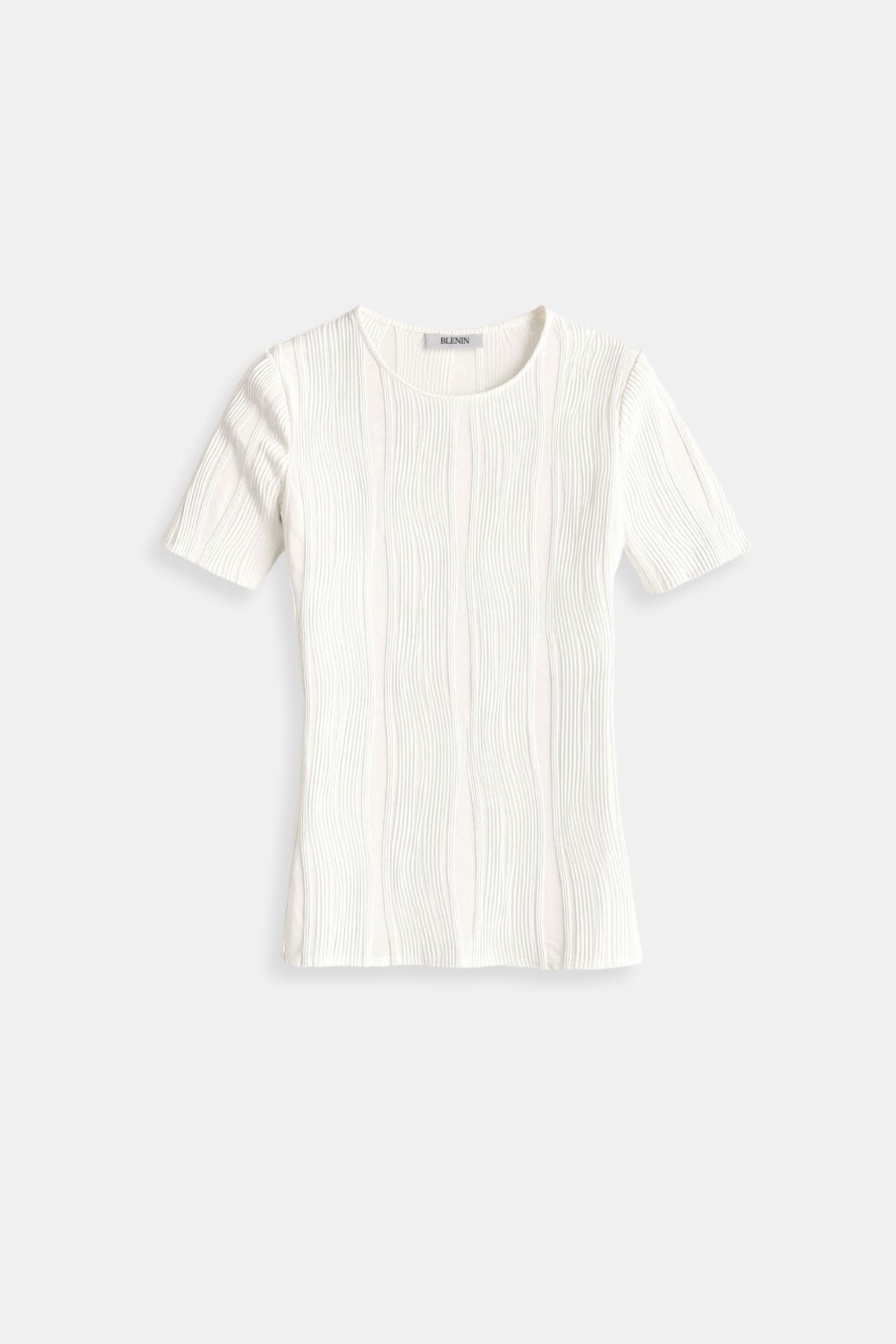 Old Money Frühling & Sommer Unifarbenes Crew Neck Texturiertes T-Shirt