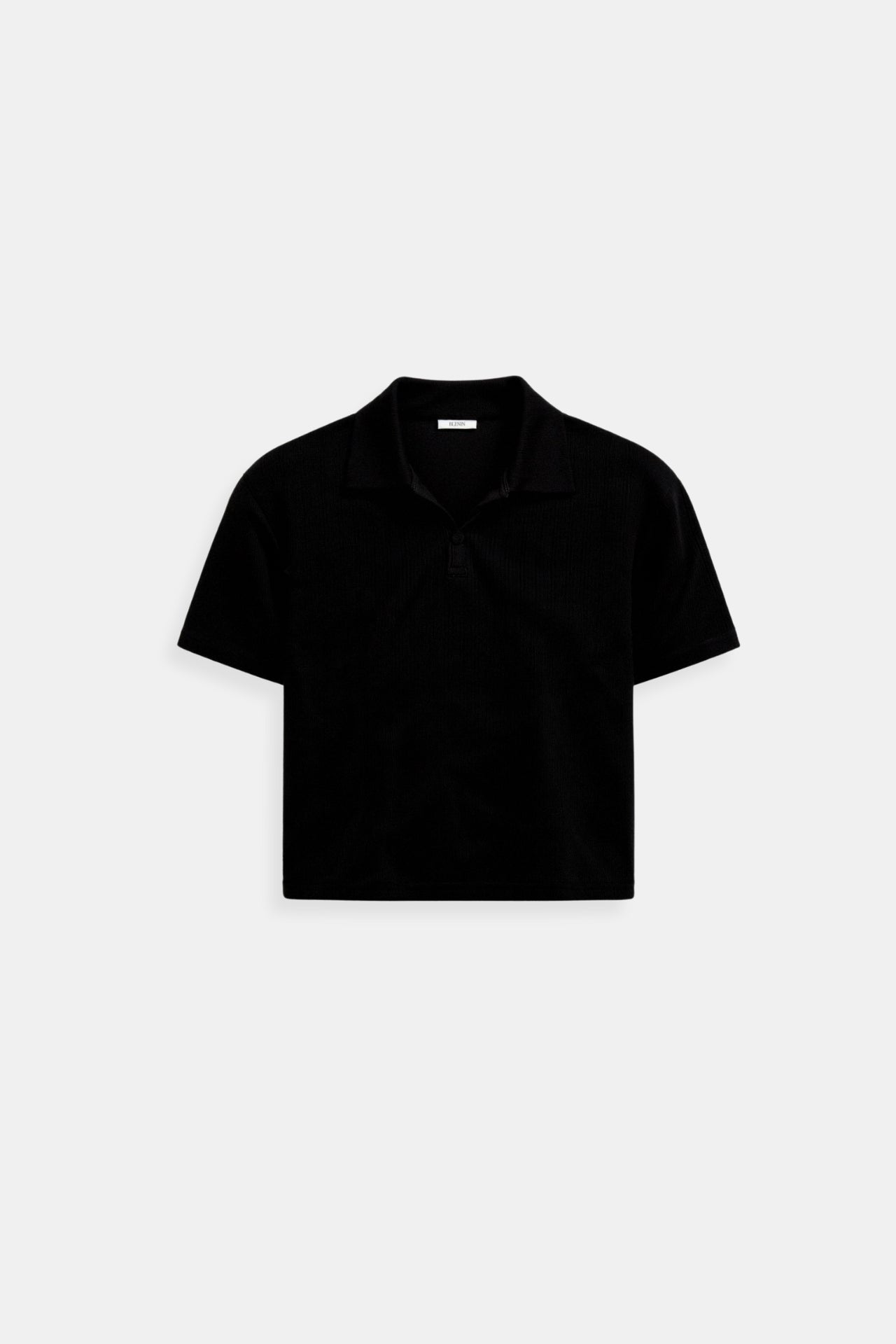 Old Money Cropped Solid Collared Kurzarm Ripp-Polo T-Shirt