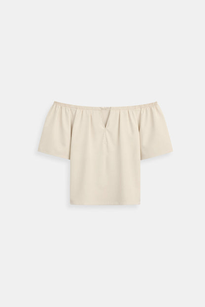 Old Money Elegante Lockere Einfarbige Plissierte Notch Neck T-Shirt