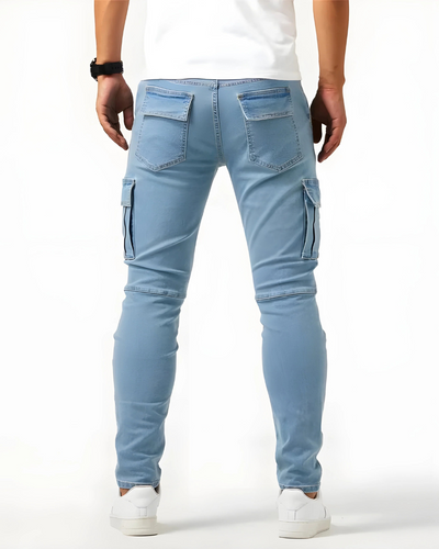 Pantaloni Cargo Stretch Marino