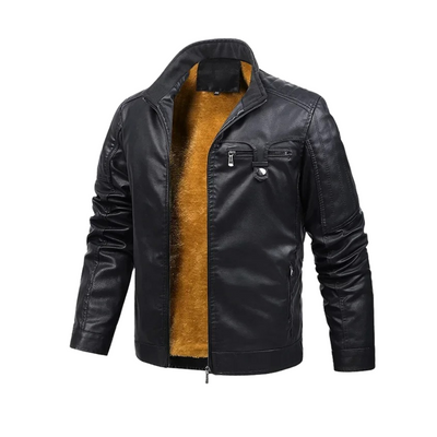 Giacca in Pelle Foderata in Pile Retro