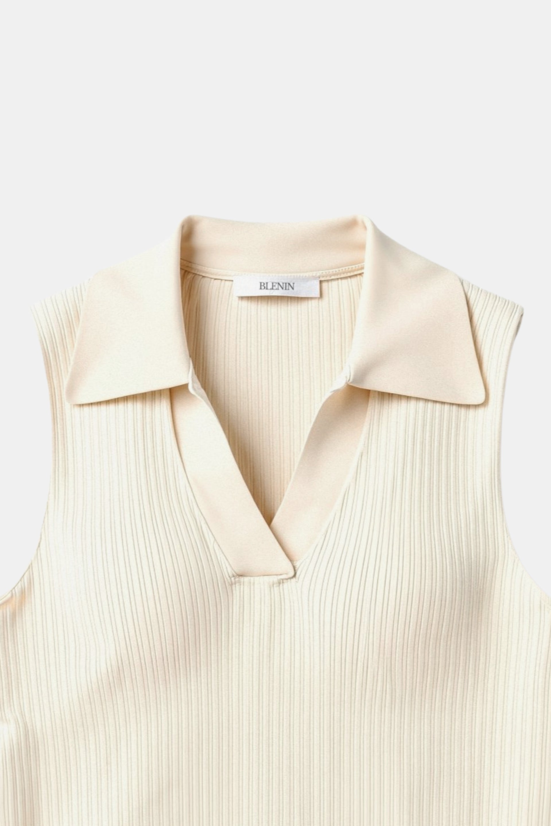 Old Money Ärmelloses Einfaches Unifarbenes Slim Top mit Kragen