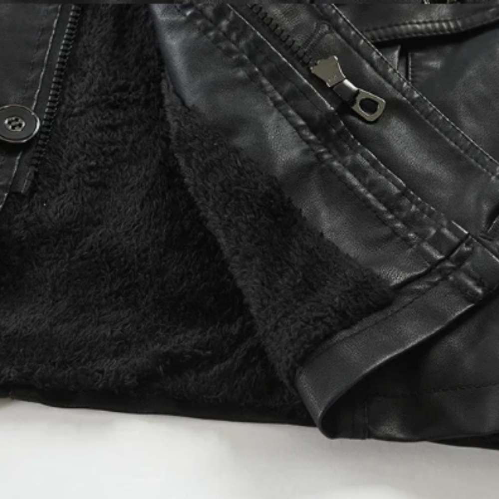 Giacca Biker Lunga in Pelle Elegante