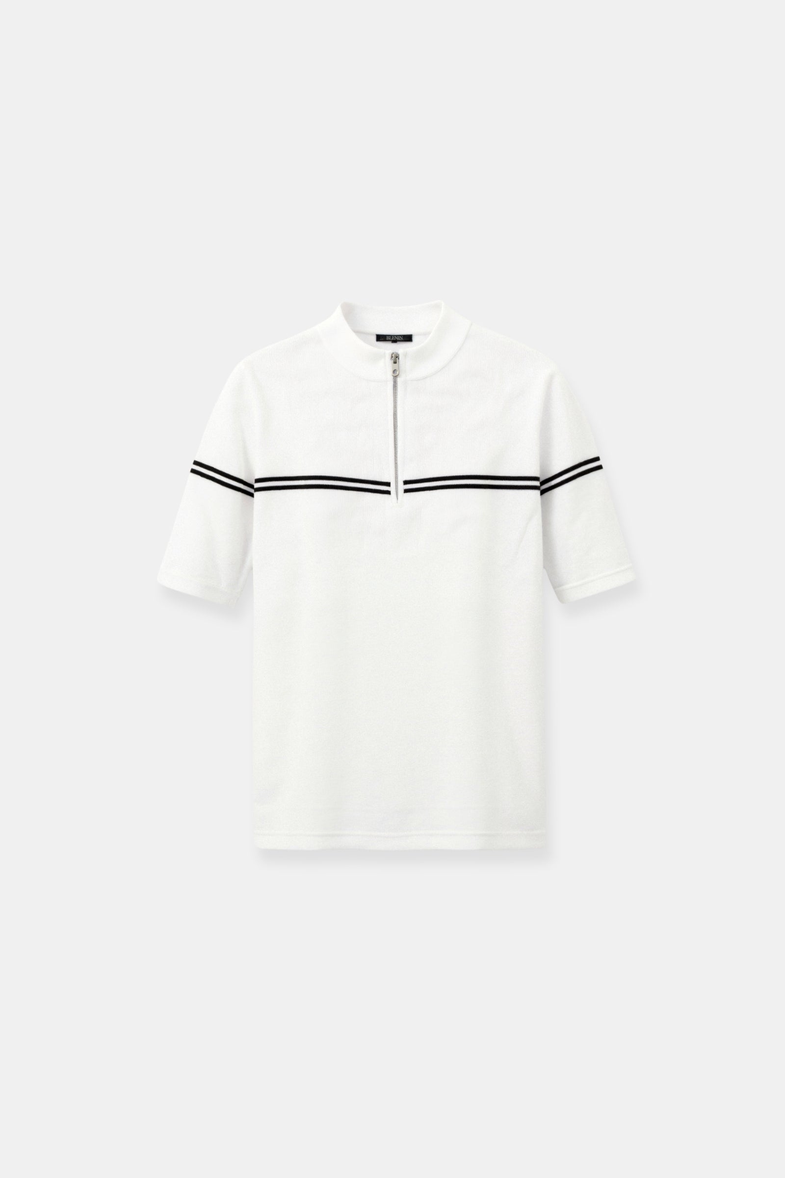 Old Money Zip Up Elegantes Kurzarm Gestreiftes T-Shirt