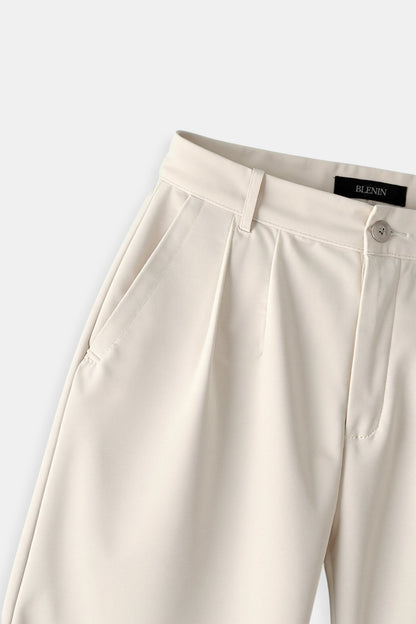 Old Money Casual Hochtaillierte Einfarbige Knopf Gerade Hose