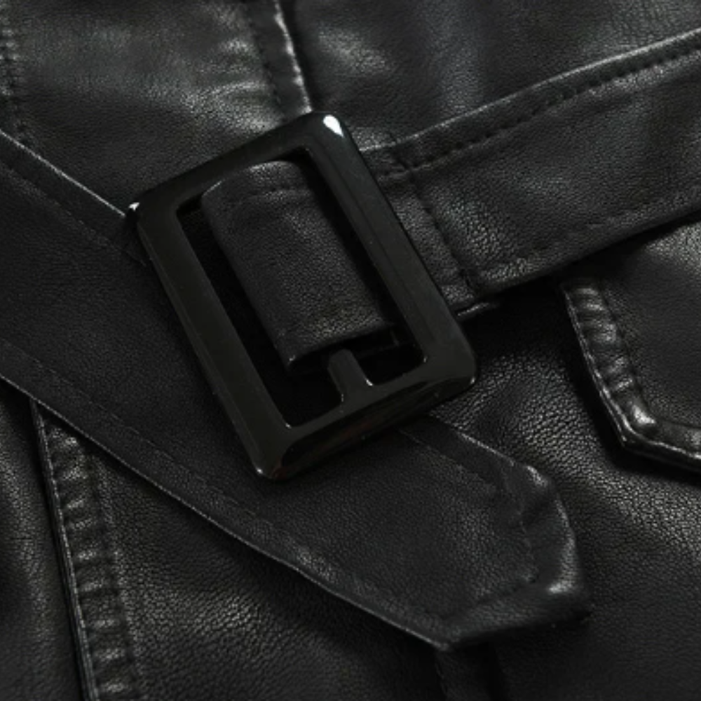 Giacca Biker Lunga in Pelle Elegante