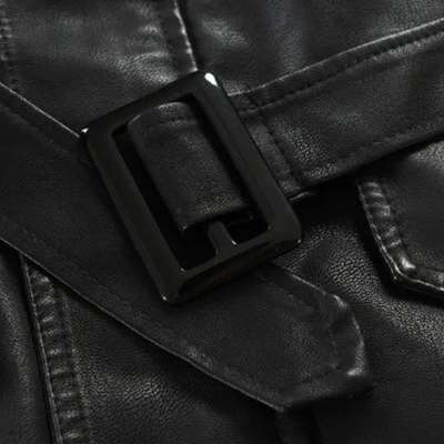 Giacca Biker Lunga in Pelle Elegante