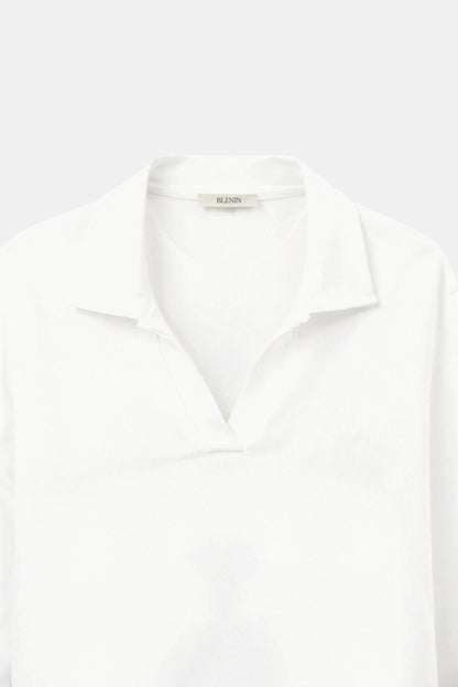 Old Money Elegante Langarm Polo T-Shirt mit Notch-Kragen in Uni
