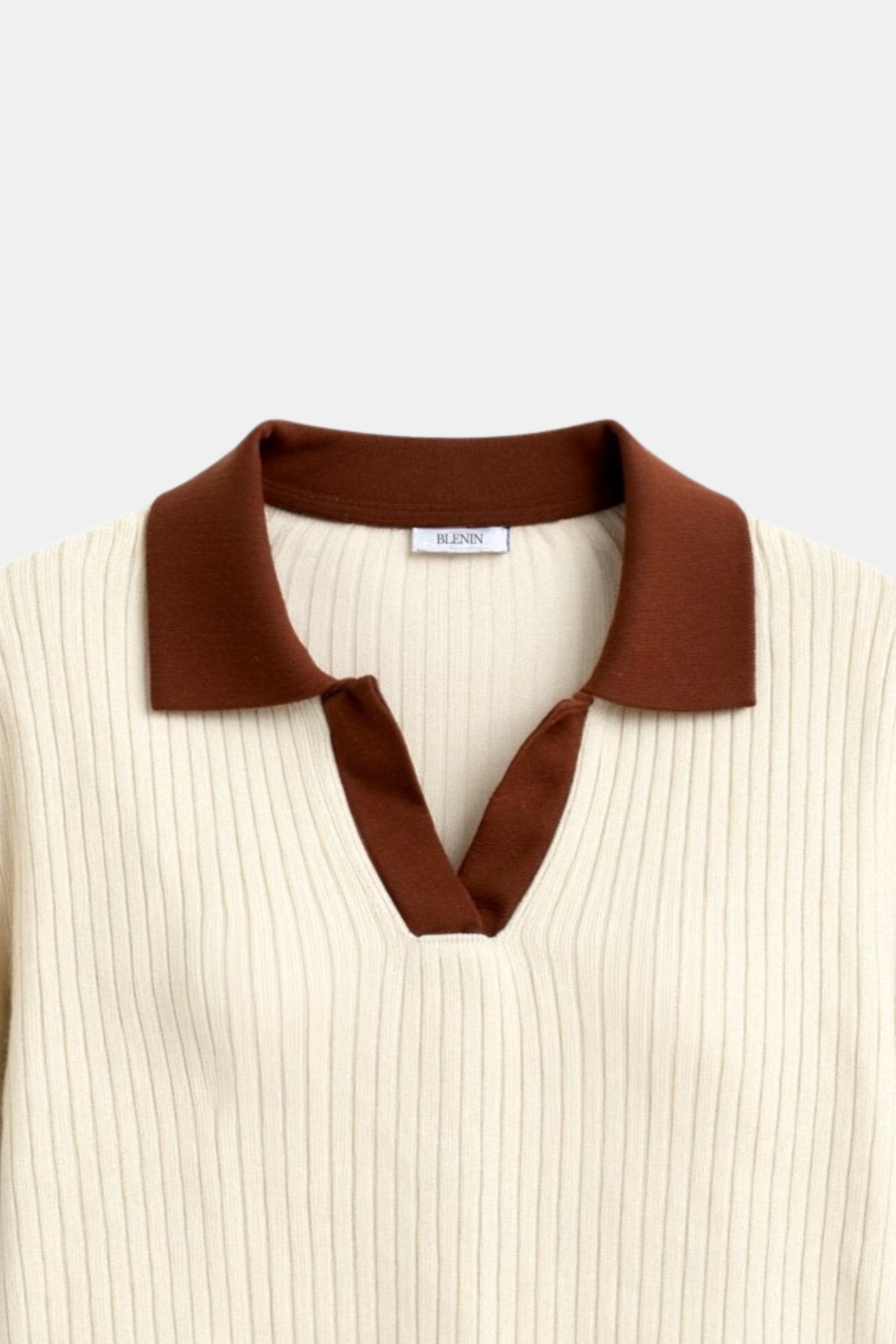 Old Money Casual Polo Farbblock Notched Collar Stricktop