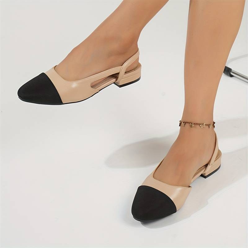 Old Money Damen Kontrastfarbe Elegante Knöchelriemen Chunky Niedrigabsatz Schuhe