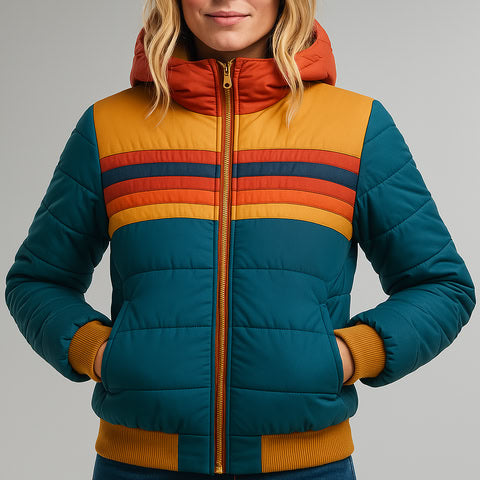 Audrina - Damenjacke aus wasserdichtem Material mit Kapuze und tailliertem Schnitt