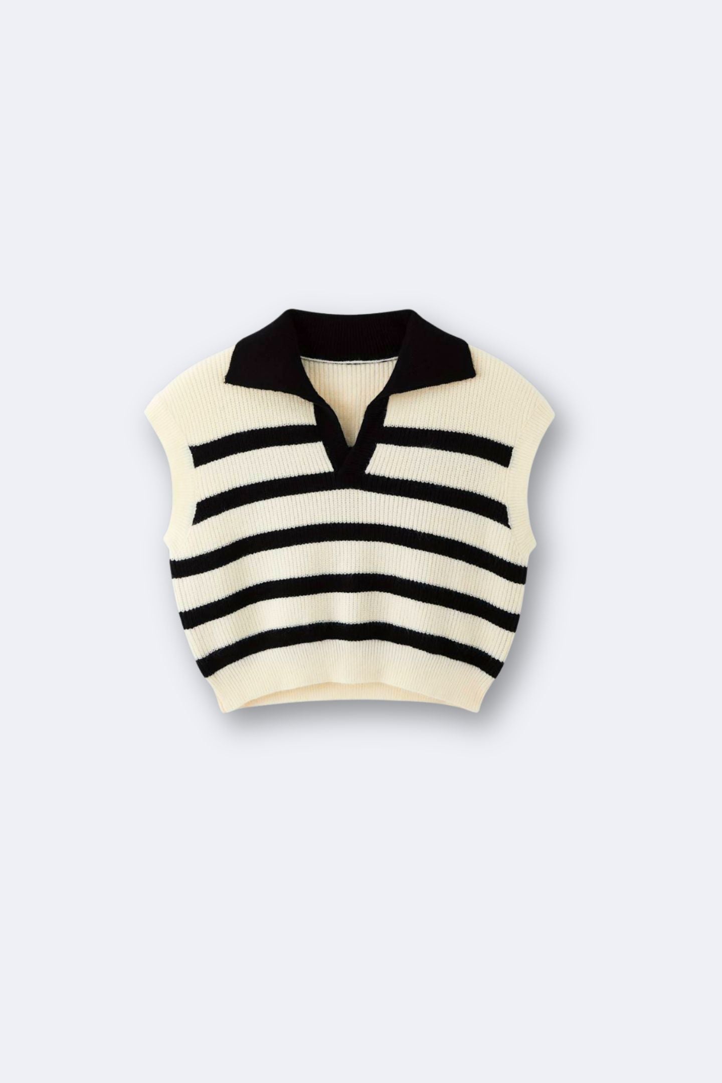 Old Money Damen Stilvoll Gestreifter Strickpullover Polo Weste